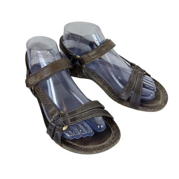 Teva Beige Pebble Leather Strappy Cork Sole Adjustable Strap Sandals Size 7 - Picture 1 of 9